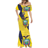 Ecuador La Tricolor Custom Mermaid Dress Gold and Navy Blue Motif