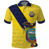 Ecuador La Tricolor Custom Polo Shirt Gold and Navy Blue Motif