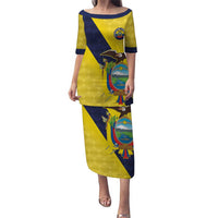 Ecuador La Tricolor Custom Puletasi Gold and Navy Blue Motif