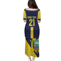 Ecuador La Tricolor Custom Puletasi Gold and Navy Blue Motif