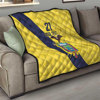 Ecuador La Tricolor Custom Quilt Gold and Navy Blue Motif