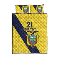 Ecuador La Tricolor Custom Quilt Bed Set Gold and Navy Blue Motif