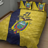 Ecuador La Tricolor Custom Quilt Bed Set Gold and Navy Blue Motif