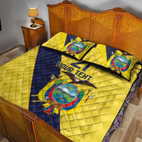 Ecuador La Tricolor Custom Quilt Bed Set Gold and Navy Blue Motif