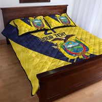 Ecuador La Tricolor Custom Quilt Bed Set Gold and Navy Blue Motif