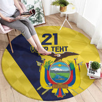 Ecuador La Tricolor Custom Round Carpet Gold and Navy Blue Motif