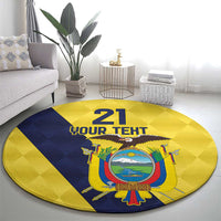Ecuador La Tricolor Custom Round Carpet Gold and Navy Blue Motif