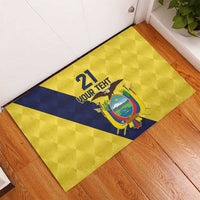 Ecuador La Tricolor Custom Rubber Doormat Gold and Navy Blue Motif