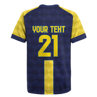 Ecuador La Tricolor Custom Rugby Jersey Gold and Navy Blue Motif