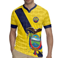Ecuador La Tricolor Custom Rugby Jersey Gold and Navy Blue Motif