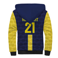 Ecuador La Tricolor Custom Sherpa Hoodie Gold and Navy Blue Motif
