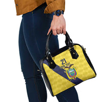 Ecuador La Tricolor Custom Shoulder Handbag Gold and Navy Blue Motif