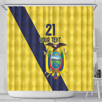 Ecuador La Tricolor Custom Shower Curtain Gold and Navy Blue Motif
