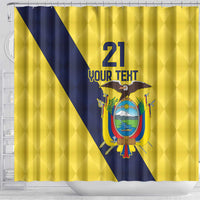 Ecuador La Tricolor Custom Shower Curtain Gold and Navy Blue Motif