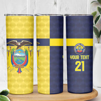 Ecuador La Tricolor Custom Skinny Tumbler Gold and Navy Blue Motif