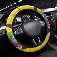 Ecuador La Tricolor Steering Wheel Cover Gold and Navy Blue Motif