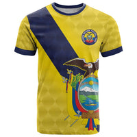 Ecuador La Tricolor Custom T Shirt Gold and Navy Blue Motif