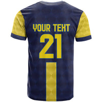 Ecuador La Tricolor Custom T Shirt Gold and Navy Blue Motif