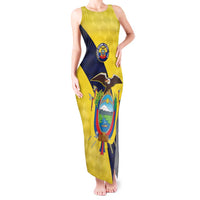 Ecuador La Tricolor Custom Tank Maxi Dress Gold and Navy Blue Motif