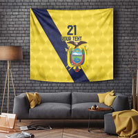 Ecuador La Tricolor Custom Tapestry Gold and Navy Blue Motif