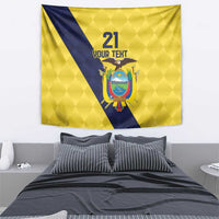 Ecuador La Tricolor Custom Tapestry Gold and Navy Blue Motif