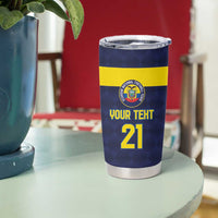 Ecuador La Tricolor Custom Tumbler Cup Gold and Navy Blue Motif