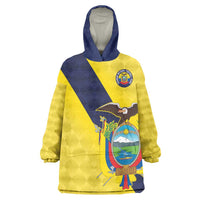 Ecuador La Tricolor Custom Wearable Blanket Hoodie Gold and Navy Blue Motif