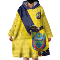 Ecuador La Tricolor Custom Wearable Blanket Hoodie Gold and Navy Blue Motif