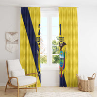 Ecuador La Tricolor Custom Window Curtain Gold and Navy Blue Motif