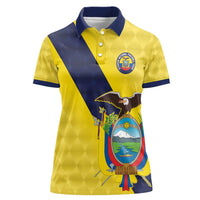 Ecuador La Tricolor Custom Women Polo Shirt Gold and Navy Blue Motif