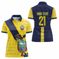Ecuador La Tricolor Custom Women Polo Shirt Gold and Navy Blue Motif