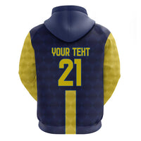 Ecuador La Tricolor Custom Zip Hoodie Gold and Navy Blue Motif