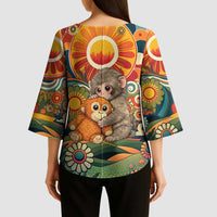 Baby Monkey Punch Kimono Sleeve Blouse Retro 70S Hippie Style Groovy Spring