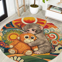 Baby Monkey Punch Round Carpet Retro 70S Hippie Style Groovy Spring
