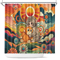 Baby Monkey Punch Shower Curtain Retro 70S Hippie Style Groovy Spring