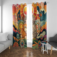 Baby Monkey Punch Window Curtain Retro 70S Hippie Style Groovy Spring