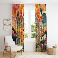 Baby Monkey Punch Window Curtain Retro 70S Hippie Style Groovy Spring