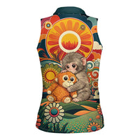 Baby Monkey Punch Women Sleeveless Polo Shirt Retro 70S Hippie Style Groovy Spring