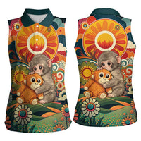 Baby Monkey Punch Women Sleeveless Polo Shirt Retro 70S Hippie Style Groovy Spring