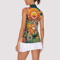 Baby Monkey Punch Women Sleeveless Polo Shirt Retro 70S Hippie Style Groovy Spring