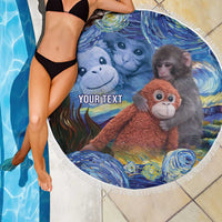 Baby Monkey Punch Personalized Beach Blanket Starry Night Inspired