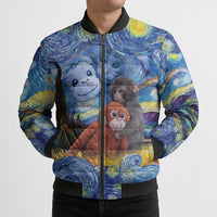 Baby Monkey Punch Personalized Bomber Puffer Jacket Starry Night Inspired