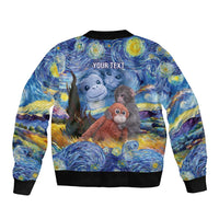 Baby Monkey Punch Personalized Sleeve Zip Bomber Jacket Starry Night Inspired