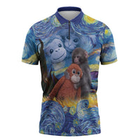 Baby Monkey Punch Personalized Zipper Polo Shirt Starry Night Inspired