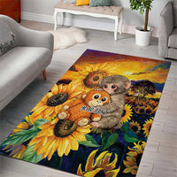 Baby Monkey Punch Personalized Area Rug Sunflower Field Oil Painting Style