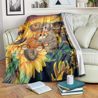 Baby Monkey Punch Personalized Blanket Sunflower Field Oil Painting Style