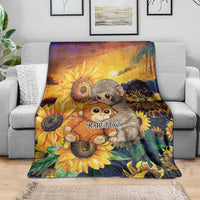 Baby Monkey Punch Personalized Blanket Sunflower Field Oil Painting Style