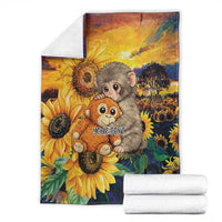 Baby Monkey Punch Personalized Blanket Sunflower Field Oil Painting Style