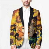 Baby Monkey Punch Personalized Blazer Sunflower Field Oil Painting Style