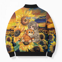 Baby Monkey Punch Personalized Bomber Puffer Jacket Sunflower Field Oil Painting Style
